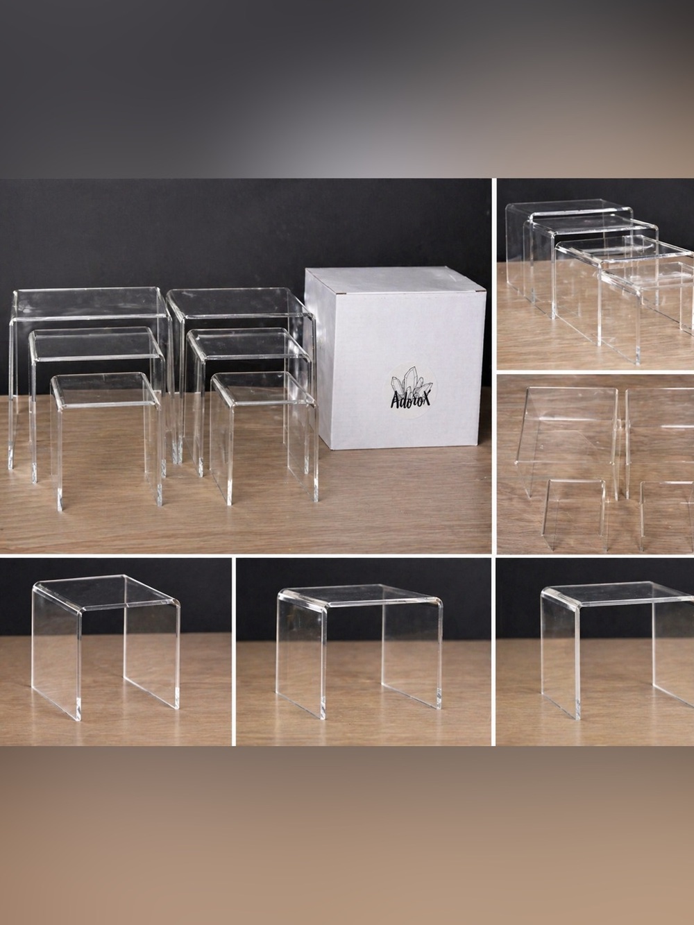 6-Piece Clear Acrylic Display Riser Set